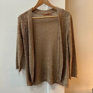 Belldini Gold Sequin Open Front Knit Cardigan - Size S